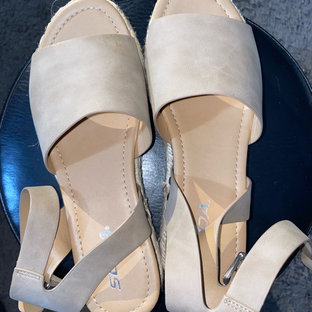 Tan wedge sandals